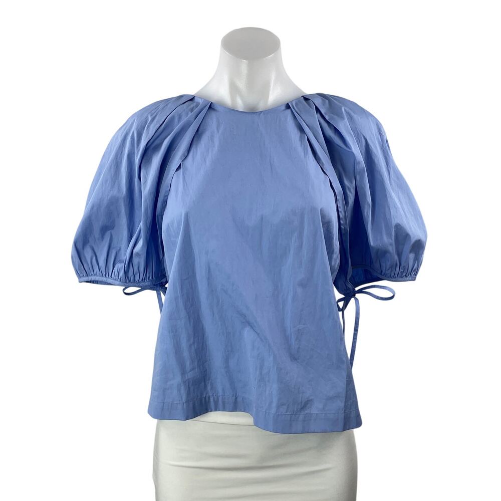 Banana Republic Women's Blue Short Balloon Sleeve Cotton Blouse Top Size 6